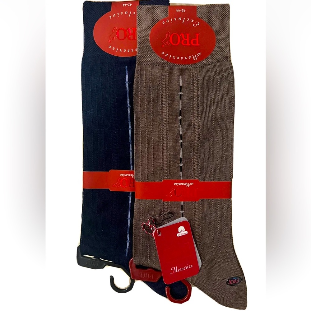 Pro Men’s 2-Pair Premium High Quality Cotton ￼Classic Dress Socks Size 42-44